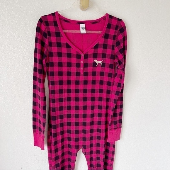 Victoria’s Secret pink red plaid onesie size medium - Picture 12 of 14